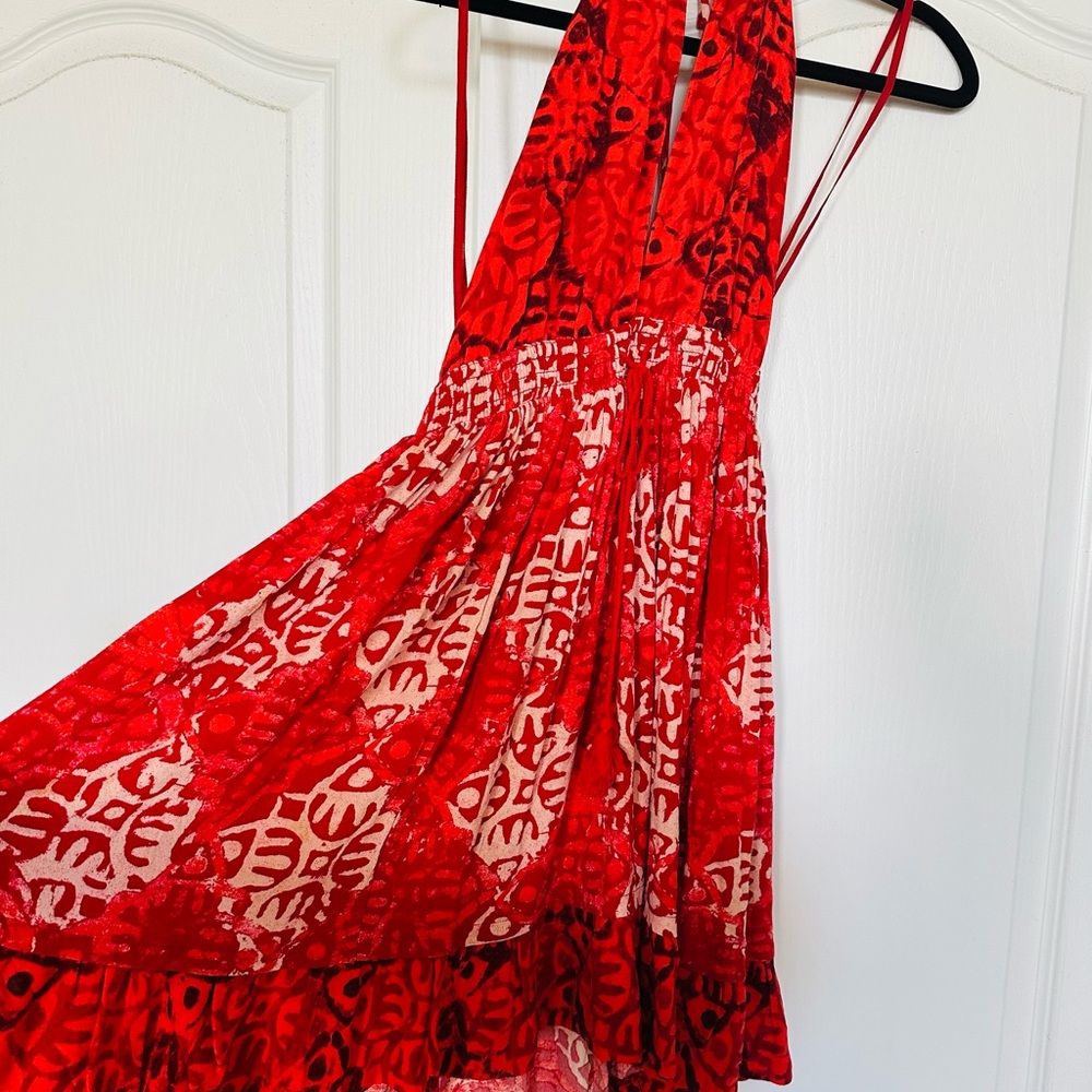 Red and White Patterned Dress